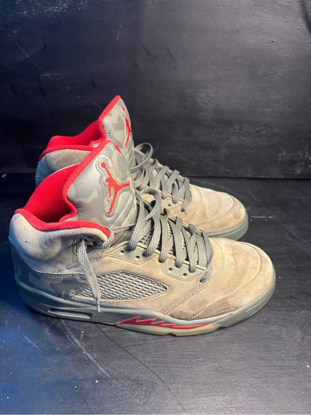 Jordan Men's Sneakers in Olive Green with Red Accents